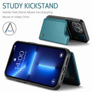 For iPhone 13 Pro CaseMe C22 Card Slots Holder RFID Anti-theft Phone Case(Blue Green)