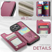 For iPhone 13 Pro CaseMe C22 Card Slots Holder RFID Anti-theft Phone Case(Wine Red)