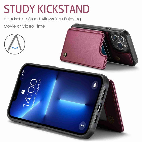For iPhone 13 Pro CaseMe C22 Card Slots Holder RFID Anti-theft Phone Case(Wine Red)