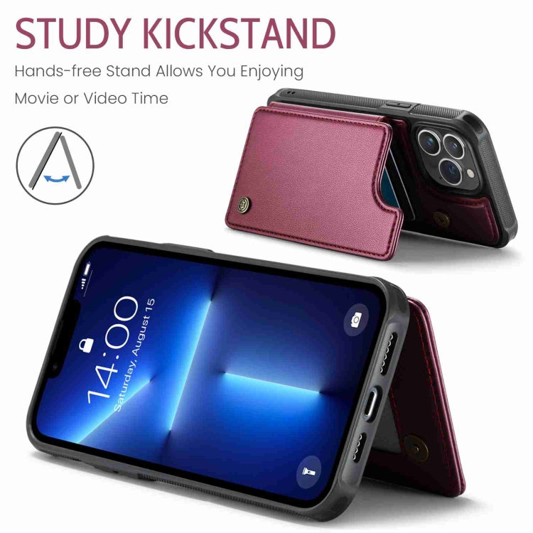 For iPhone 13 Pro CaseMe C22 Card Slots Holder RFID Anti-theft Phone Case(Wine Red)