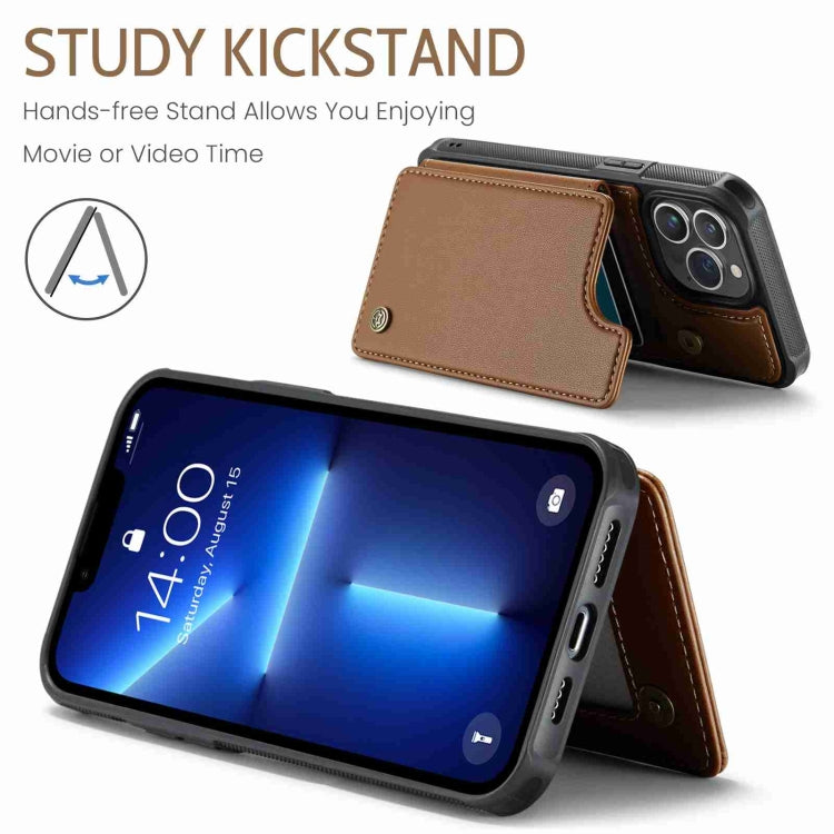 For iPhone 13 Pro CaseMe C22 Card Slots Holder RFID Anti-theft Phone Case(Brown)
