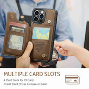 For iPhone 13 Pro CaseMe C22 Card Slots Holder RFID Anti-theft Phone Case(Brown)