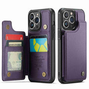 For iPhone 13 Pro CaseMe C22 Card Slots Holder RFID Anti-theft Phone Case(Purple)
