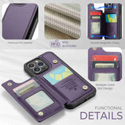 For iPhone 13 Pro CaseMe C22 Card Slots Holder RFID Anti-theft Phone Case(Purple)