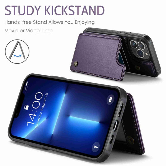 For iPhone 13 Pro CaseMe C22 Card Slots Holder RFID Anti-theft Phone Case(Purple)