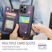 For iPhone 13 Pro CaseMe C22 Card Slots Holder RFID Anti-theft Phone Case(Purple)