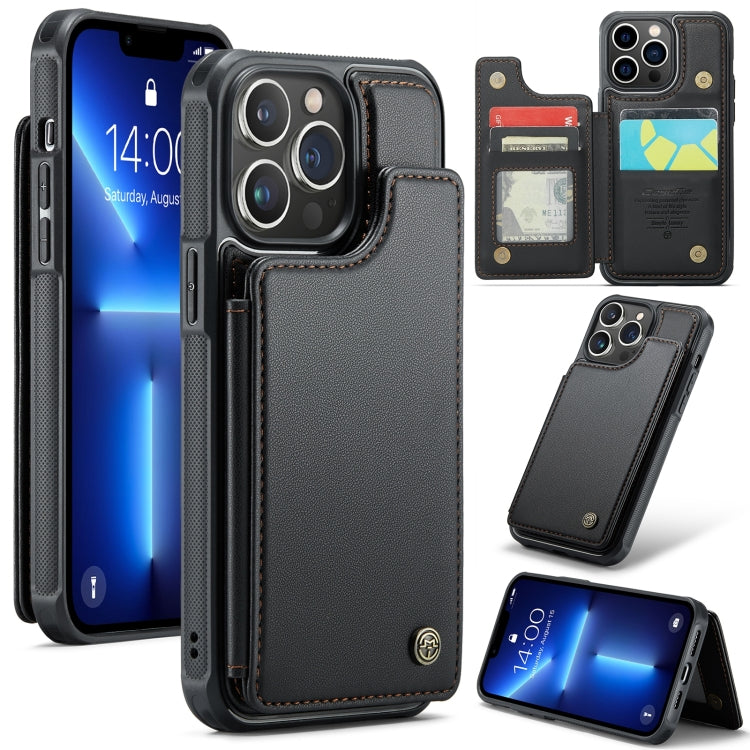 For iPhone 13 Pro CaseMe C22 Card Slots Holder RFID Anti-theft Phone Case(Black)