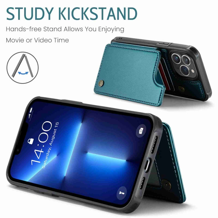 For iPhone 13 Pro Max CaseMe C22 Card Slots Holder RFID Anti-theft Phone Case(Blue Green)