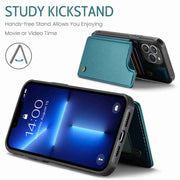 For iPhone 13 Pro Max CaseMe C22 Card Slots Holder RFID Anti-theft Phone Case(Blue Green)
