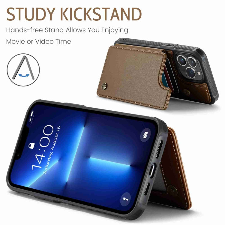 For iPhone 13 Pro Max CaseMe C22 Card Slots Holder RFID Anti-theft Phone Case(Brown)
