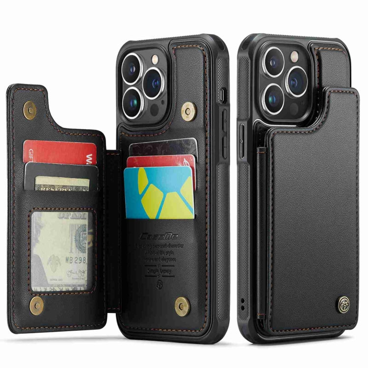 For iPhone 13 Pro Max CaseMe C22 Card Slots Holder RFID Anti-theft Phone Case(Black)