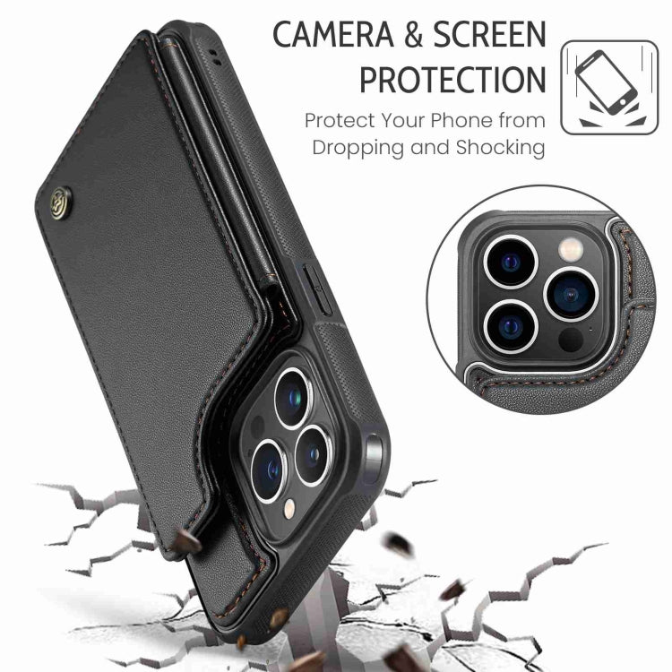 For iPhone 13 Pro Max CaseMe C22 Card Slots Holder RFID Anti-theft Phone Case(Black)