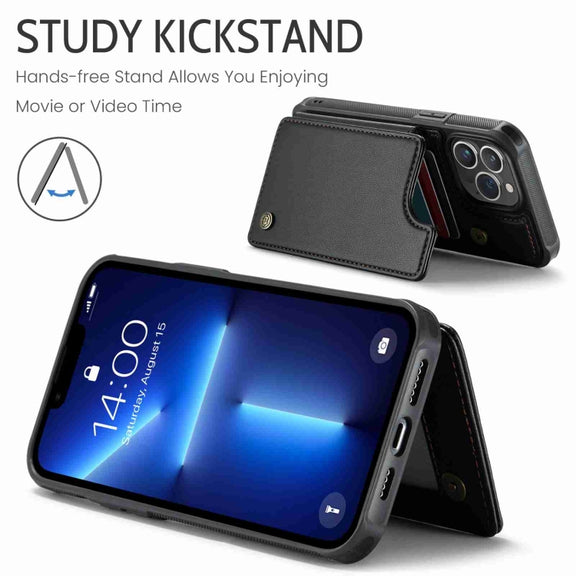 For iPhone 13 Pro Max CaseMe C22 Card Slots Holder RFID Anti-theft Phone Case(Black)