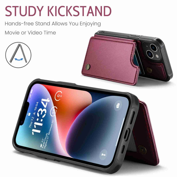 For iPhone 14 CaseMe C22 Card Slots Holder RFID Anti-theft Phone Case(Wine Red)