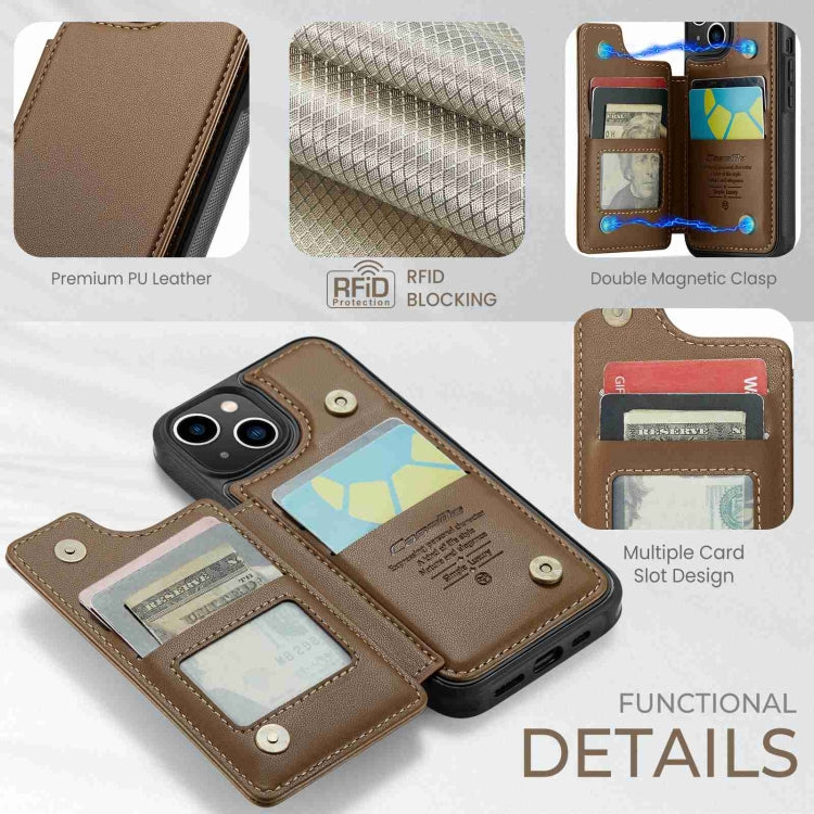 For iPhone 14 CaseMe C22 Card Slots Holder RFID Anti-theft Phone Case(Brown)