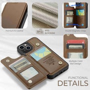 For iPhone 14 CaseMe C22 Card Slots Holder RFID Anti-theft Phone Case(Brown)
