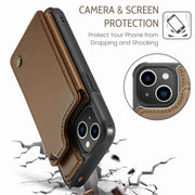 For iPhone 14 CaseMe C22 Card Slots Holder RFID Anti-theft Phone Case(Brown)