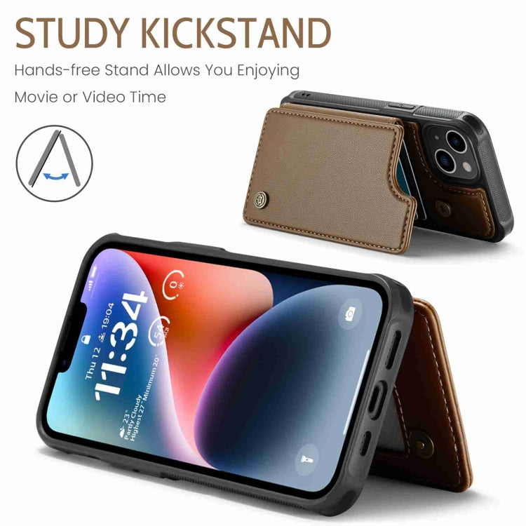 For iPhone 14 CaseMe C22 Card Slots Holder RFID Anti-theft Phone Case(Brown)