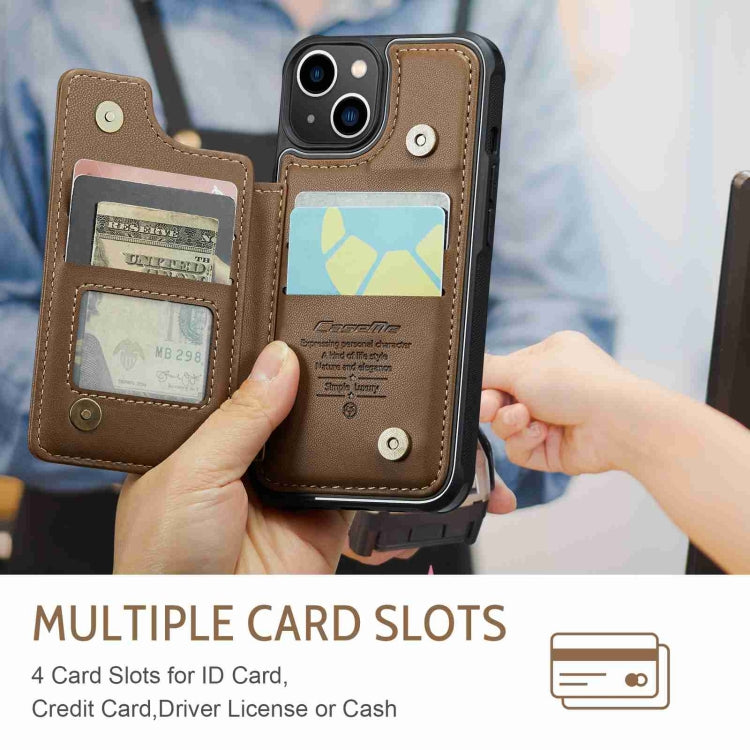 For iPhone 14 CaseMe C22 Card Slots Holder RFID Anti-theft Phone Case(Brown)