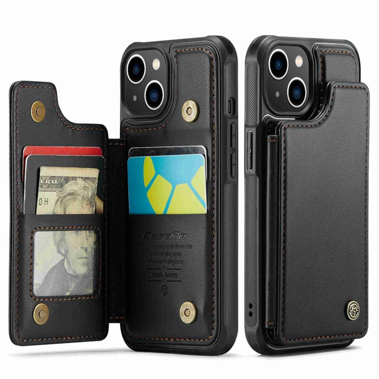 For iPhone 14 CaseMe C22 Card Slots Holder RFID Anti-theft Phone Case(Black)