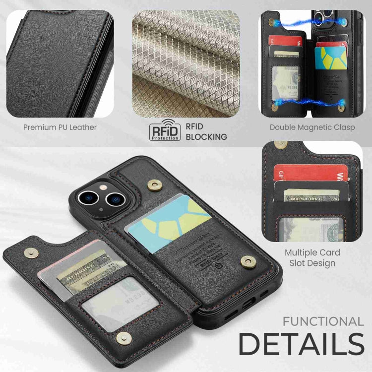 For iPhone 14 CaseMe C22 Card Slots Holder RFID Anti-theft Phone Case(Black)