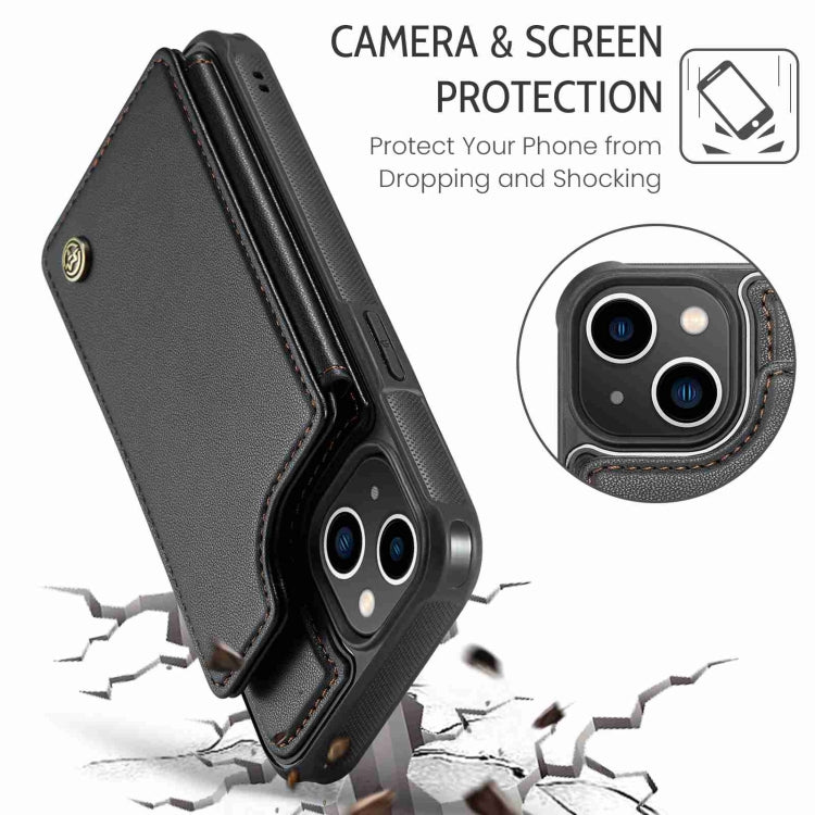 For iPhone 14 CaseMe C22 Card Slots Holder RFID Anti-theft Phone Case(Black)