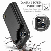For iPhone 14 CaseMe C22 Card Slots Holder RFID Anti-theft Phone Case(Black)
