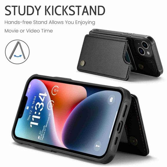 For iPhone 14 CaseMe C22 Card Slots Holder RFID Anti-theft Phone Case(Black)