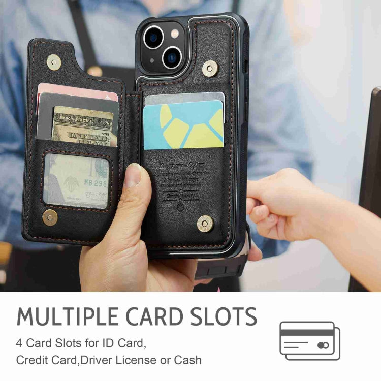 For iPhone 14 CaseMe C22 Card Slots Holder RFID Anti-theft Phone Case(Black)