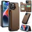 For iPhone 14 Plus CaseMe C22 Card Slots Holder RFID Anti-theft Phone Case(Brown) - free shipping - PMC Jewellery - Order now!