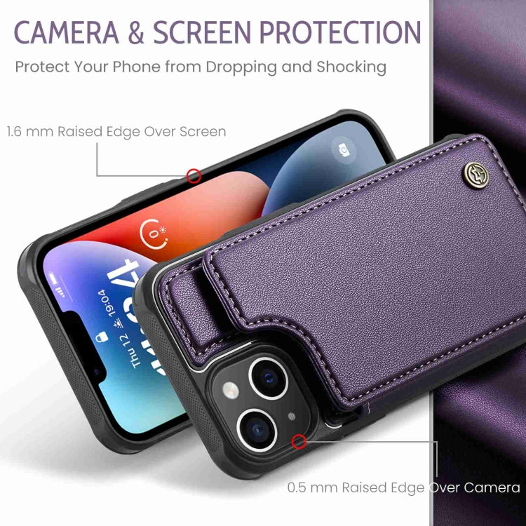 For iPhone 14 Plus CaseMe C22 Card Slots Holder RFID Anti-theft Phone Case(Purple)