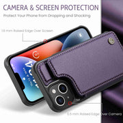 For iPhone 14 Plus CaseMe C22 Card Slots Holder RFID Anti-theft Phone Case(Purple)