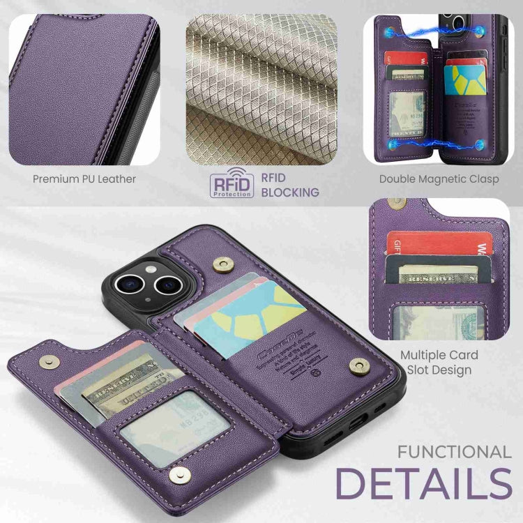 For iPhone 14 Plus CaseMe C22 Card Slots Holder RFID Anti-theft Phone Case(Purple)