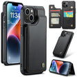 For iPhone 14 Plus CaseMe C22 Card Slots Holder RFID Anti-theft Phone Case(Black) - free shipping - PMC Jewellery - Order now!