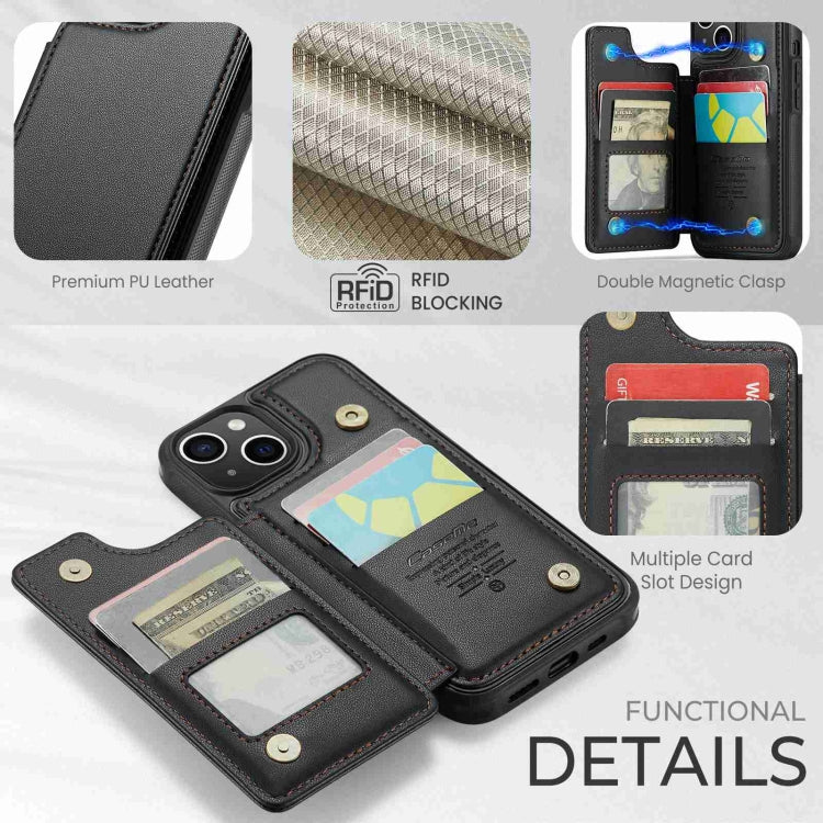 For iPhone 14 Plus CaseMe C22 Card Slots Holder RFID Anti-theft Phone Case(Black)