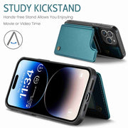 For iPhone 14 Pro CaseMe C22 Card Slots Holder RFID Anti-theft Phone Case(Blue Green)