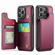 For iPhone 14 Pro CaseMe C22 Card Slots Holder RFID Anti-theft Phone Case(Wine Red)