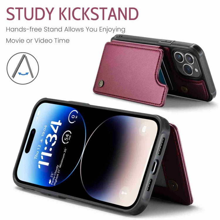 For iPhone 14 Pro CaseMe C22 Card Slots Holder RFID Anti-theft Phone Case(Wine Red)