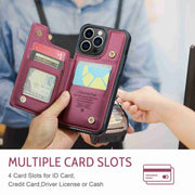 For iPhone 14 Pro CaseMe C22 Card Slots Holder RFID Anti-theft Phone Case(Wine Red)
