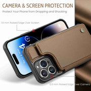 For iPhone 14 Pro CaseMe C22 Card Slots Holder RFID Anti-theft Phone Case(Brown)
