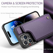 For iPhone 14 Pro CaseMe C22 Card Slots Holder RFID Anti-theft Phone Case(Purple)