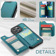 For iPhone 14 Pro Max CaseMe C22 Card Slots Holder RFID Anti-theft Phone Case(Blue Green)