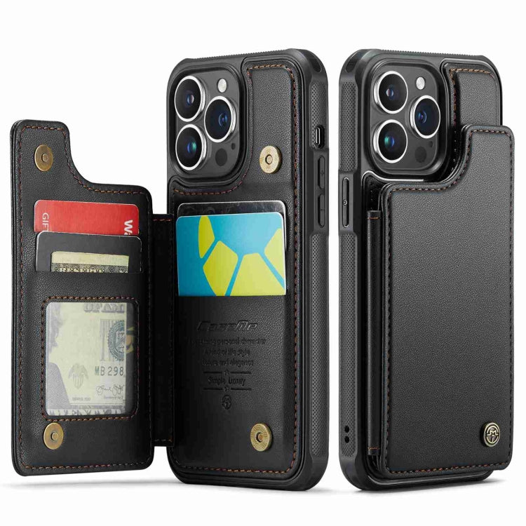 For iPhone 14 Pro Max CaseMe C22 Card Slots Holder RFID Anti-theft Phone Case(Black)