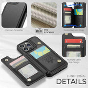 For iPhone 14 Pro Max CaseMe C22 Card Slots Holder RFID Anti-theft Phone Case(Black)