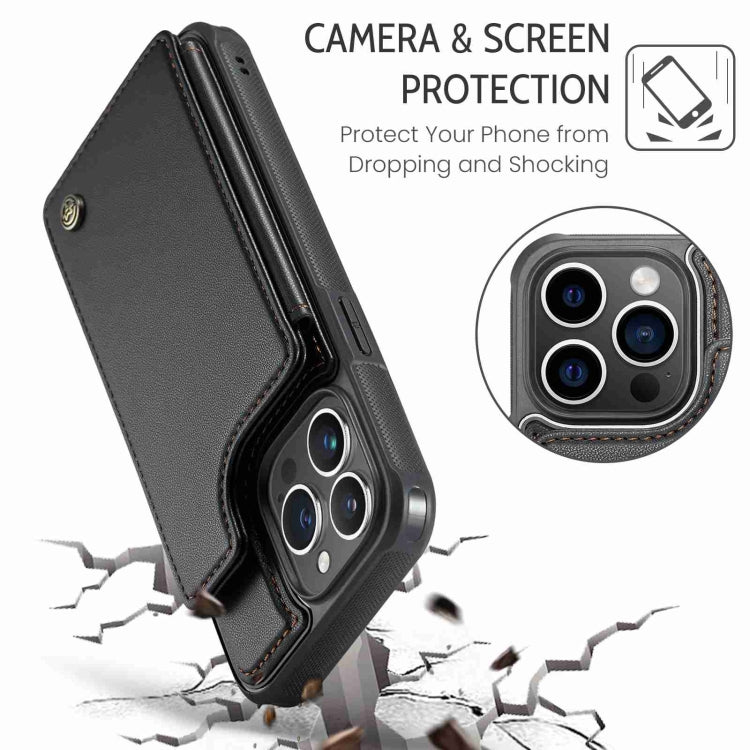 For iPhone 14 Pro Max CaseMe C22 Card Slots Holder RFID Anti-theft Phone Case(Black)