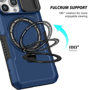 For iPhone 15 Pro Max Sliding Camshield Magsafe Holder TPU Hybrid PC Phone Case(Royal Blue)