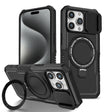 For iPhone 15 Pro Sliding Camshield MagSafe Holder TPU Hybrid PC Phone Case(Black) - free shipping - PMC TechLife - Order now!