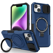 For iPhone 14 Plus Sliding Camshield Magsafe Holder TPU Hybrid PC Phone Case(Royal Blue)