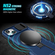 For iPhone 14 Plus Sliding Camshield Magsafe Holder TPU Hybrid PC Phone Case(Royal Blue)