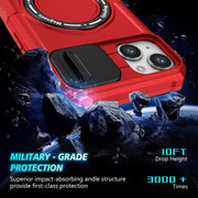 For iPhone 14 Plus Sliding Camshield Magsafe Holder TPU Hybrid PC Phone Case(Red)